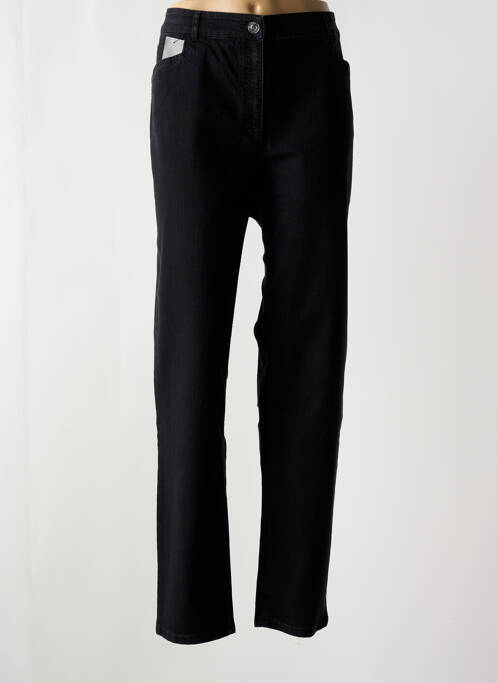 Pantalon droit fermeture zippée sous rabat boutonné noir ZERRES femme