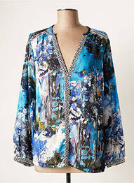 Blouse imprimé fantaisie manches longues bleu MALOKA femme