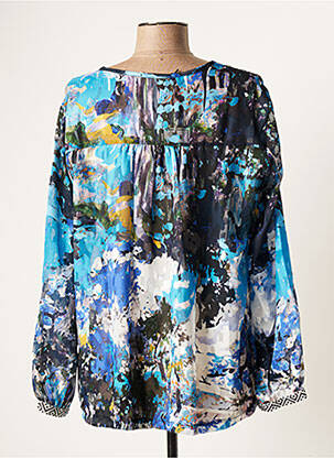 Blouse imprimé fantaisie manches longues bleu MALOKA femme