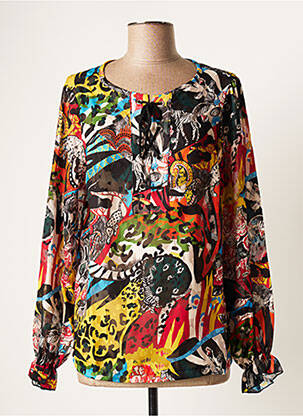 Blouse imprimé fantaisie manches longues noir MALOKA femme