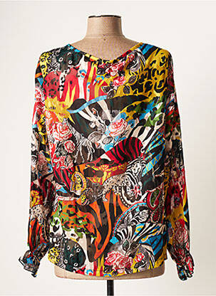 Blouse imprimé fantaisie manches longues noir MALOKA femme