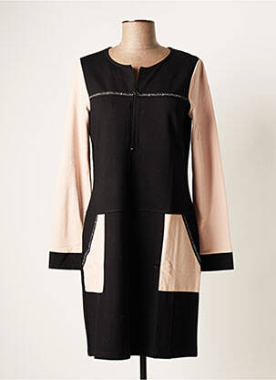 Robe mi-longue manches longues manches longues noir MALOKA femme
