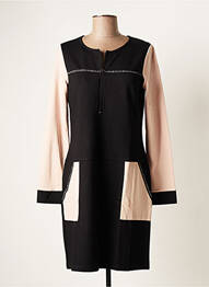 Robe mi-longue manches longues manches longues noir MALOKA femme