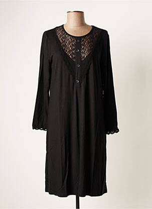 Robe mi-longue manches longues manches longues noir MALOKA femme