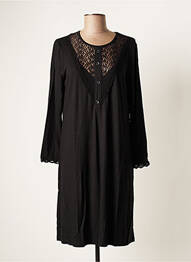 Robe mi-longue manches longues manches longues noir MALOKA femme