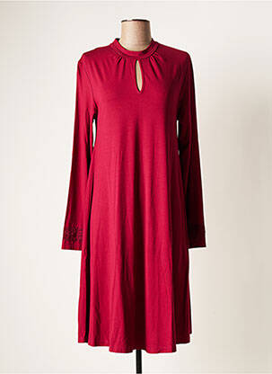 Robe mi-longue manches longues manches longues rouge MALOKA femme
