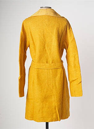 Manteau long tissage laine bouillie sans capuche jaune MALOKA femme