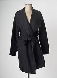 Manteau long coupe droite sans capuche noir MALOKA femme