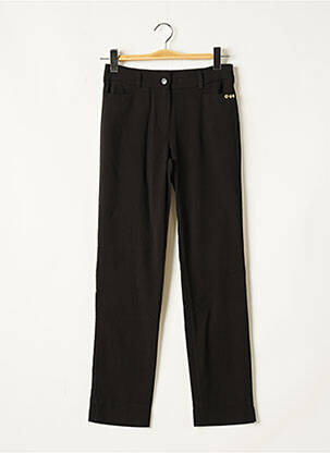 Pantalon chino fermeture zippée sous rabat boutonné taille normale noir PAUL BRIAL femme