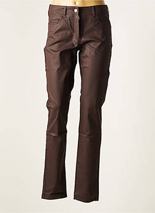 Pantalon droit stretch taille normale marron PAUL BRIAL femme