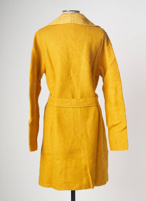 Manteau long tissage laine bouillie sans capuche jaune MALOKA femme