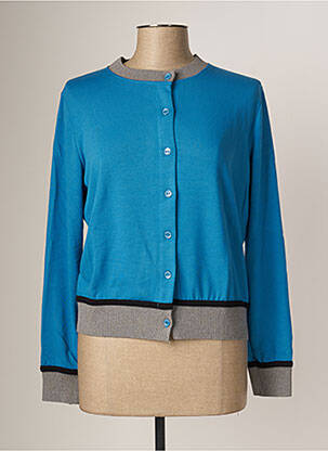 Gilet manches longues col rond bleu MALOKA femme