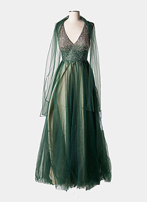 Robe longue coupe évasée fines bretelles vert MARFIL femme