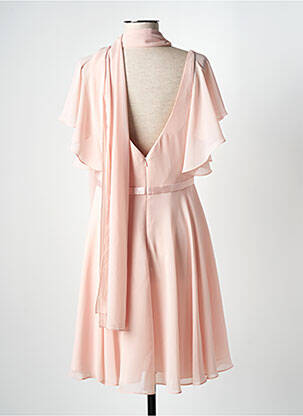 Robe mi-longue tissage crêpe manches courtes rose FASHION NEW YORK femme