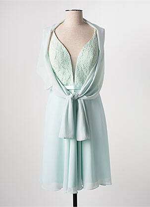 Robe mi-longue fermeture zippée au dos fines bretelles vert FASHION NEW YORK femme