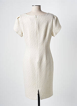Robe mi-longue manches courtes manches courtes beige FRANK LYMAN femme