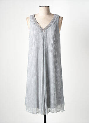 Robe mi-longue coupe fluide sans manche argent FRANK LYMAN femme