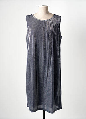Robe mi-longue coupe fluide sans manche bleu FRANK LYMAN femme