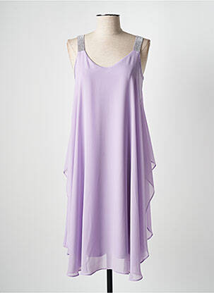 Robe mi-longue coupe fluide fines bretelles violet FRANK LYMAN femme