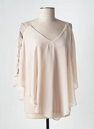 Blouse légère et transparente manches 3/4 beige FRANK LYMAN femme
