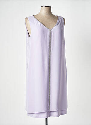 Robe mi-longue tissage crêpe sans manche violet FRANK LYMAN femme