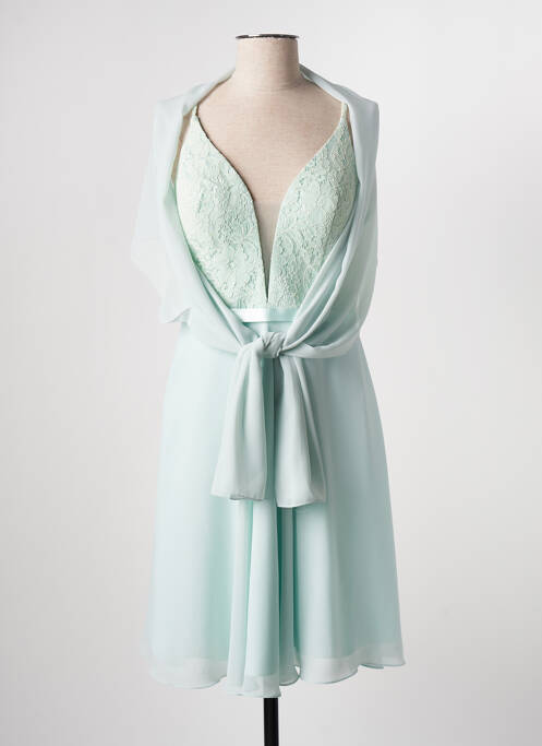 Robe mi-longue fermeture zippée au dos fines bretelles vert FASHION NEW YORK femme