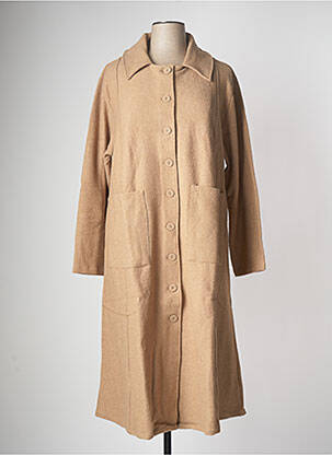 Manteau long coupe droite sans capuche beige G!OZE femme