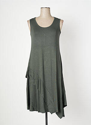 Robe mi-longue sans manche sans manche vert MALOKA femme