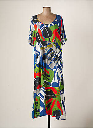Robe longue imprimé fantaisie manches courtes vert G!OZE femme