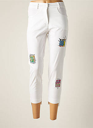 Pantacourt stretch taille normale blanc MALOKA femme
