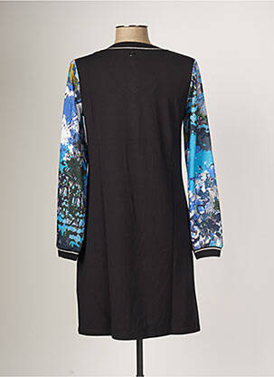 Robe mi-longue imprimé fantaisie manches longues bleu MALOKA femme