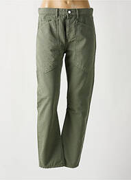 Pantalon droit tissage popeline taille haute vert ACQUAVERDE femme