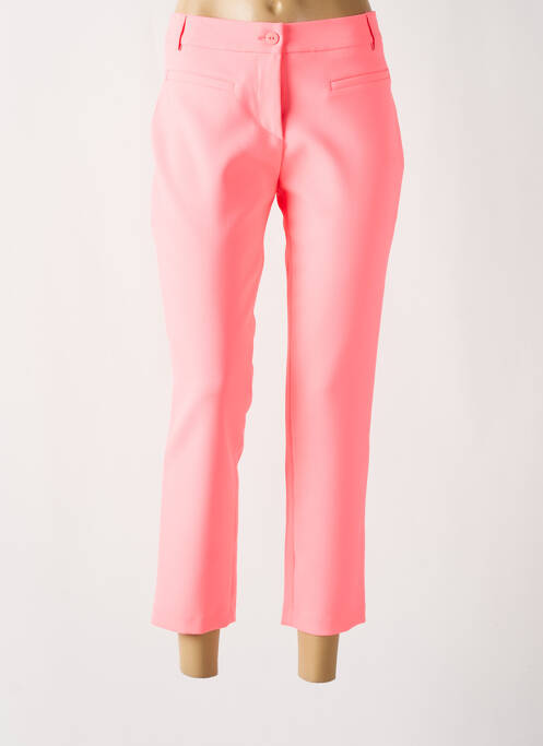 Pantalon 7/8 fermeture zippée sous rabat boutonné taille normale rose MODETROTTER femme