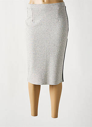 Jupe mi-longue taille haute gris MAJESTIC FILATURES femme