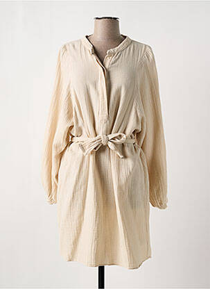 Robe mi-longue manches longues manches longues beige ACQUAVERDE femme