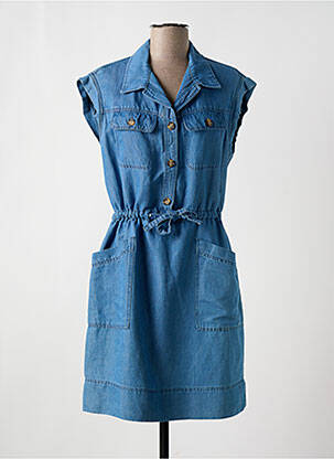 Robe mi-longue manches courtes manches courtes bleu PABLO femme