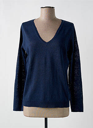Pull col v manches longues bleu HARTFORD femme