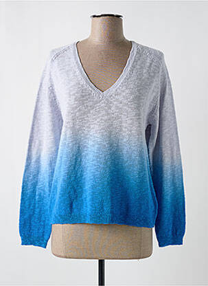 Pull col v manches longues bleu HARTFORD femme