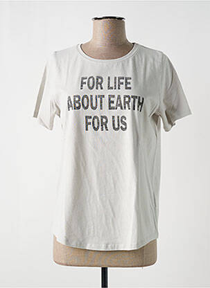 T-shirt imprimé fantaisie manches courtes gris MAJESTIC FILATURES femme