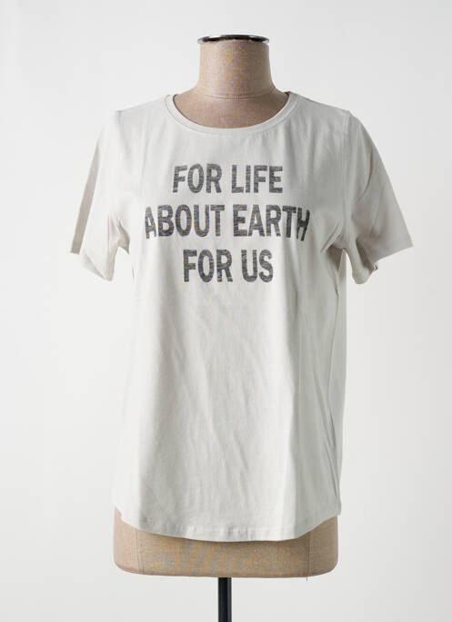 T-shirt imprimé fantaisie manches courtes gris MAJESTIC FILATURES femme