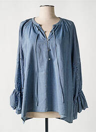 Blouse manches longues manches longues bleu HANA SAN femme