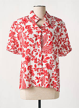 Chemisier imprimé fleurs manches courtes rouge MODETROTTER femme