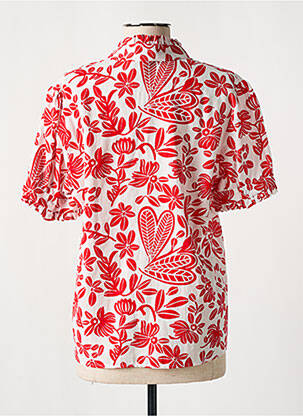 Chemisier imprimé fleurs manches courtes rouge MODETROTTER femme