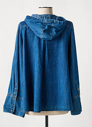 Blouse poignets boutonnés avec fente manches longues bleu HANA SAN femme