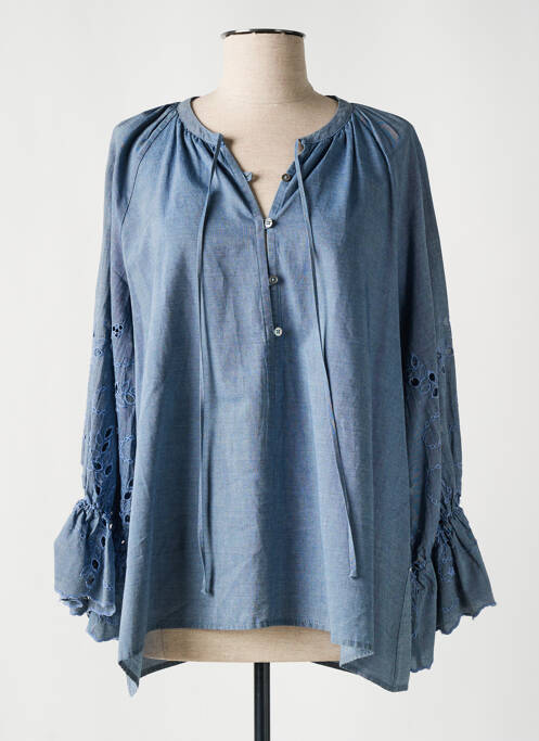 Blouse manches longues manches longues bleu HANA SAN femme