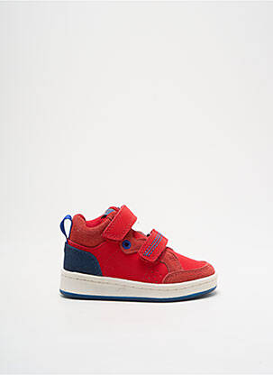 Baskets fermeture scratch bout rond rouge KICKERS garçon