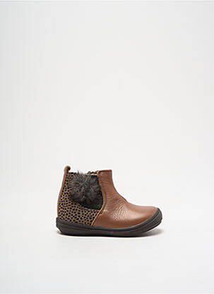 Bottines/boots matière lisse bout rond marron BOPY fille