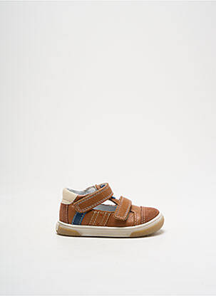 Sandales/nu pieds tissage satiné bout rond marron BOPY garçon