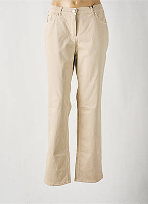 Pantalon droit fermeture zippée sous rabat boutonné beige STARK femme