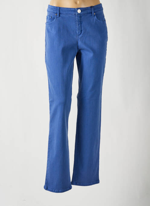 Pantalon droit fermeture zippée sous rabat boutonné bleu STARK femme